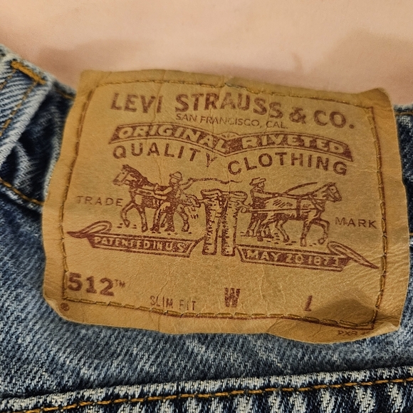 Levi's 512 Blue Jean Shorts Distressed Frayed Hem - Picture 4 of 5